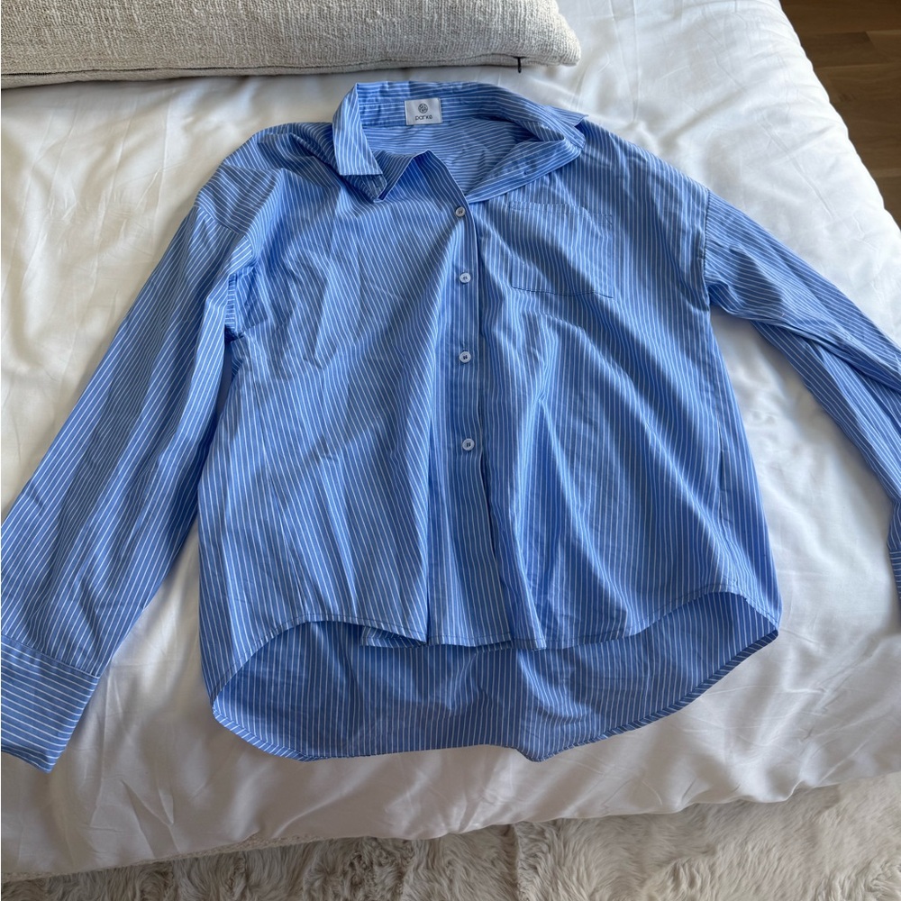 PARKE BLUE STRIPED BUTTON DOWN SIZE L